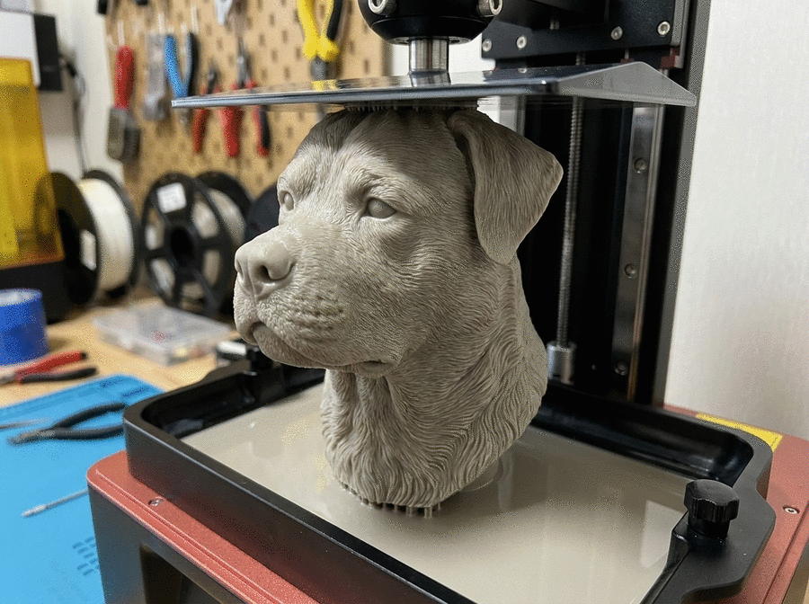 3D printer printing a dog figure